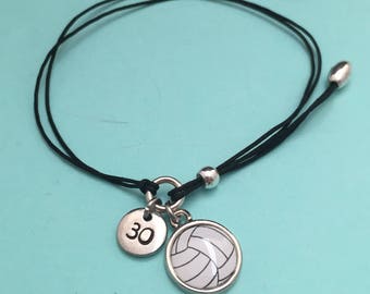 Volleyball cord bracelet, volleyball charm bracelet, adjustable bracelet, charm bracelet, personalized bracelet, initial bracelet, monogram