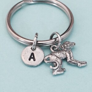 Monkey keychain, monkey charm, animal keychain, animal charm, personalized keychain, initial keychain, inital charm, customized, monogram