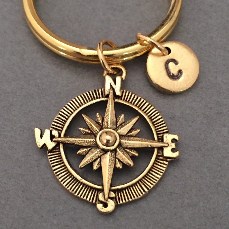Compass Keychain Compass Charm Direction Keychain Etsy