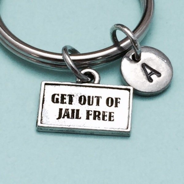 Get out of jail free card keychain, get out if jail free card charm, card keychain, personalized keychain, initial, customized, monogram