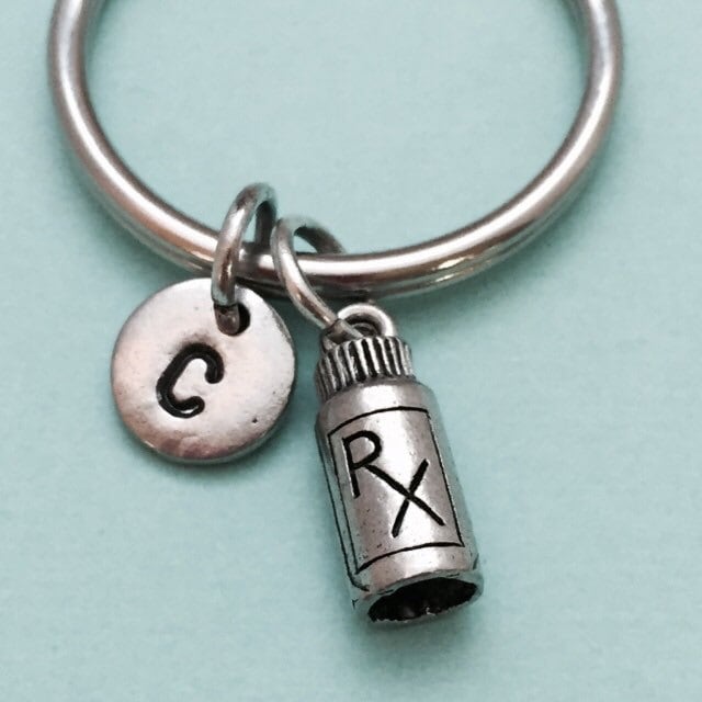 Prescription Bottle Keychain Pill Bottle Keychain Rx Bottle Etsy