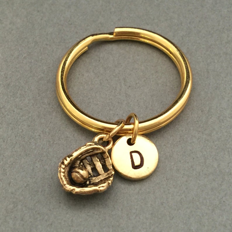 monogram initial keychain baseball glove charm sports keychain personalized keychain Baseball glove keychain initial charm