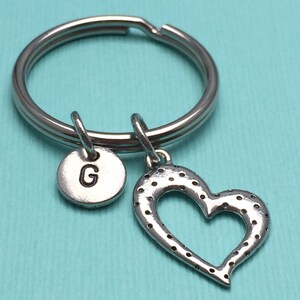 Heart keychain, heart charm, love keychain, couples keychain, personalized keychain, initial keychain
