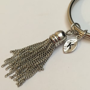 Long tassel keychain, tassel charm, fringe tassel keychain, personalized keychain, initial keychain, customer keychain, monogram