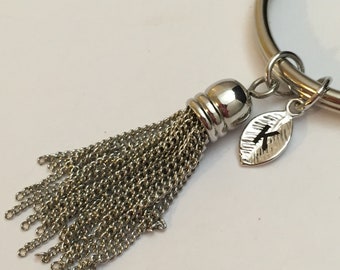 Long tassel keychain, tassel charm, fringe tassel keychain, personalized keychain, initial keychain, customer keychain, monogram