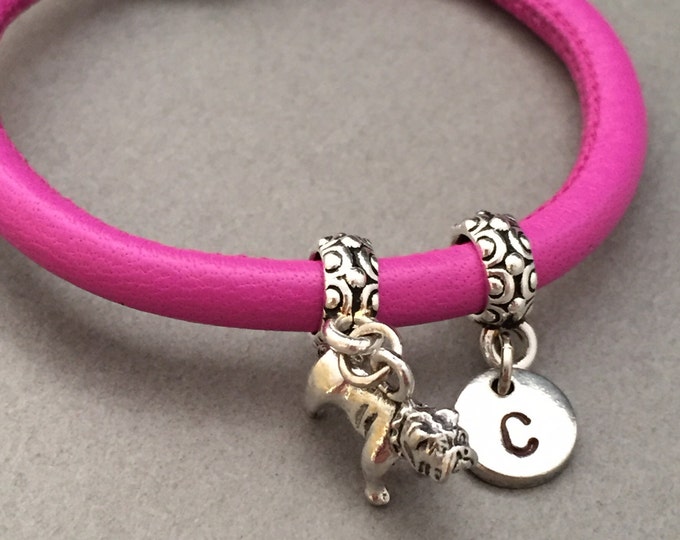 Bulldog leather bracelet, bulldog charm bracelet, leather bangle, personalized bracelet, initial bracelet, monogram