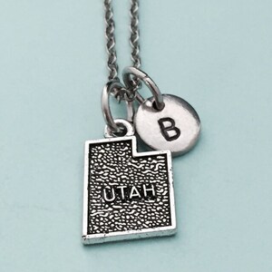 Utah necklace, Utah charm, state necklace, personalized necklace, initial necklace, monogram