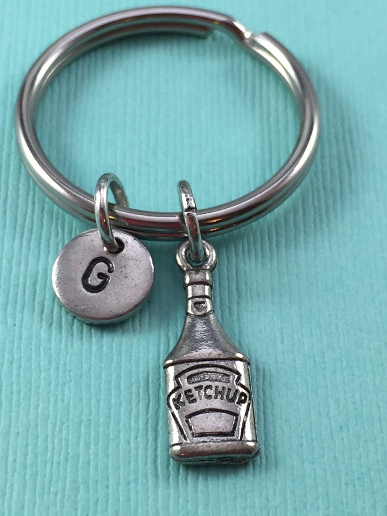 Ketchup Keychain Personalized Keychain Initial Keychain Etsy