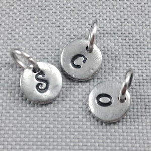Add a charm, initial charm, pewter charm image 1