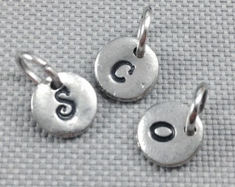 Add a charm, initial charm, pewter charm