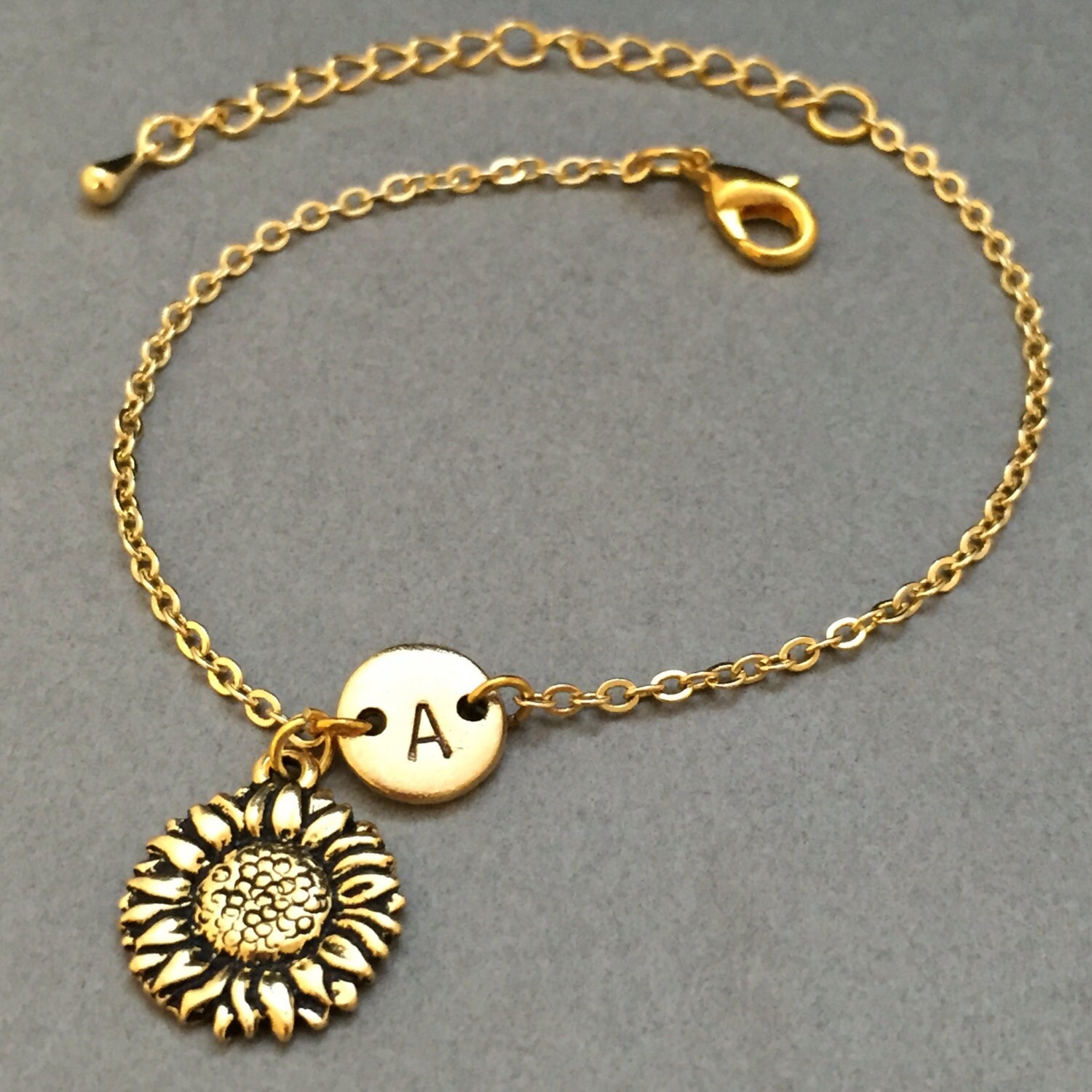 Sunflower charm bracelet sunflower charm adjustable Etsy