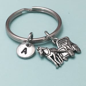 Horse and buggy keychain, horse and buggy charm, horse and carriage keychain, horse and carriage charm, personalized, initial, customized
