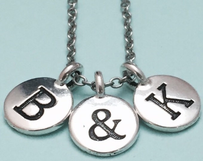 Couples necklace, couples charm, love necklace, personalized necklace, initial necklace, initial charm, monogram