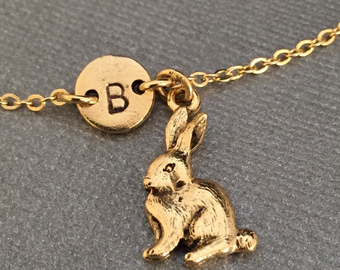 Bunny charm bracelet, bunny charm, adjustable bracelet, animal, personalized bracelet, initial bracelet, monogram