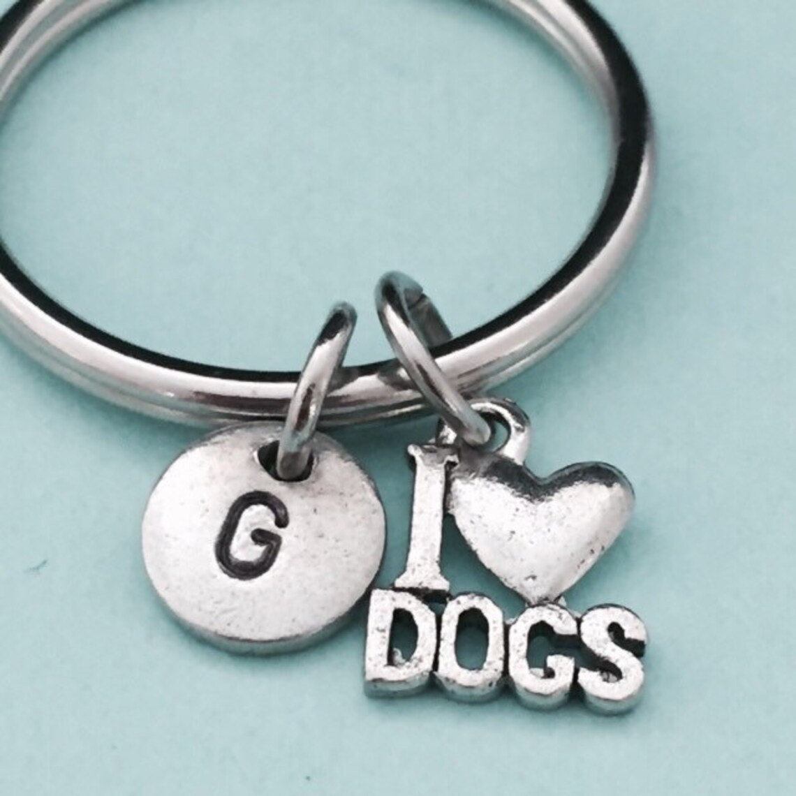 I Love Dogs Keychain I Love Dogs Charm Animal Lover Etsy UK