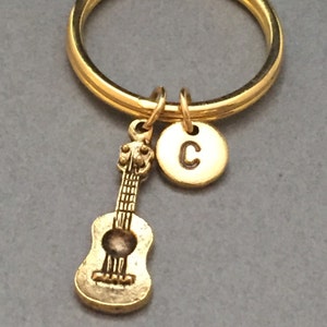 Guitar keychain, guitar charm, music keychain, personalized keychain, initial keychain, initial charm, customized keychain, momogram, guitar