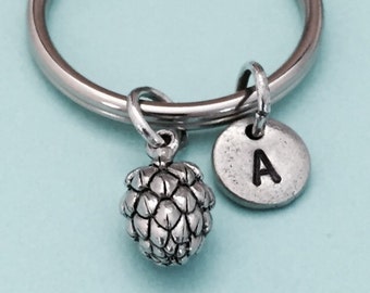 Artichoke keychain, artichoke charm, food keychain, personalized keychain, initial keychain, initial charm, customized, monogram