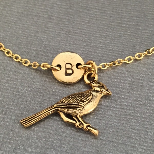 Cardinal charm bracelet, cardinal charm, adjustable bracelet, bird, personalized bracelet, initial bracelet, monogram