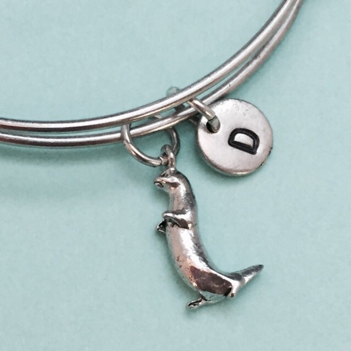 Otter bangle otter bracelet otter charm personalized Etsy