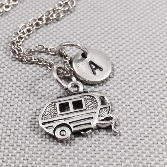 Camper necklace, camper charm, camping jewelry, camping necklace