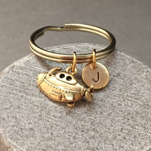 Submarine keychain, submarine charm, boat keychain, personalized keychain, initial keychain, initial charm, customized keychain, monogram