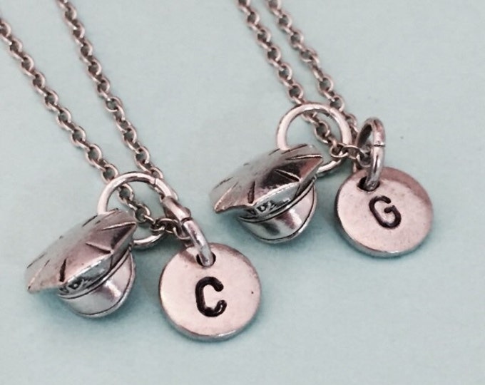 Best friend necklace, police hat necklace, police charm, bff necklace, friendship jewelry, sister, friends, personalized necklace, initial