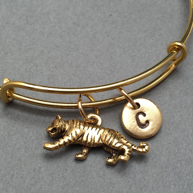 Tiger Bangle Tiger Charm Bracelet Expandable Bangle Charm Etsy
