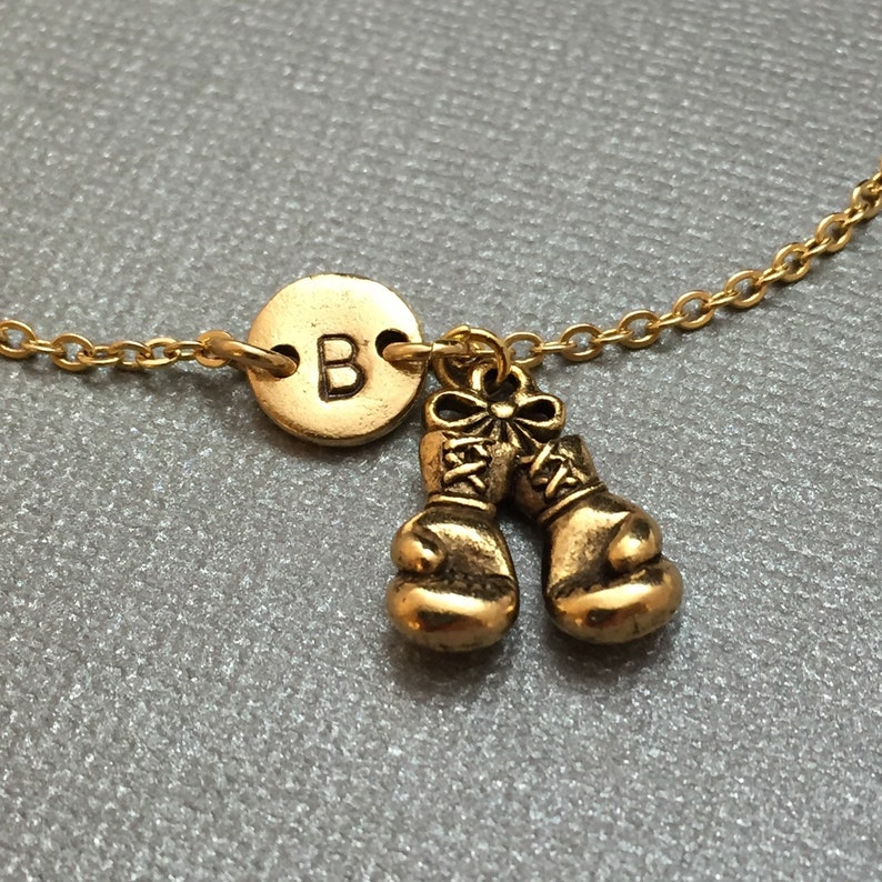 monogram adjustable bracelet sports boxing gloves charm Boxing gloves charm bracelet personalized bracelet initial bracelet