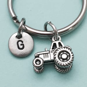 Tractor keychain, tractor charm, farm keychain, personalized keychain, initial keychain, initial charm, customized, monogram