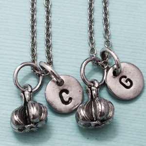Best friend necklace, garlic necklace, food necklace, bff necklace, sister, friendship jewelry, personalized, initial, monogram