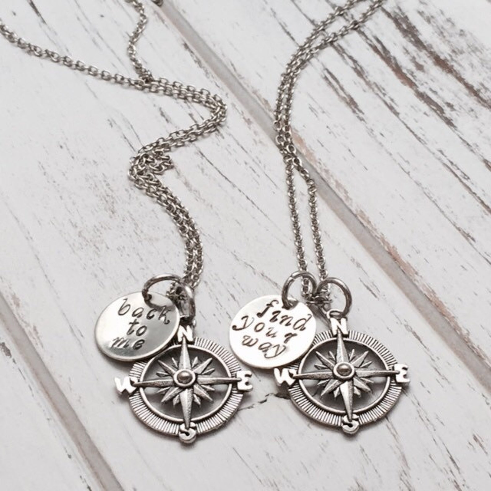 Compass Necklace Customized Mother Daughter Necklace Etsy