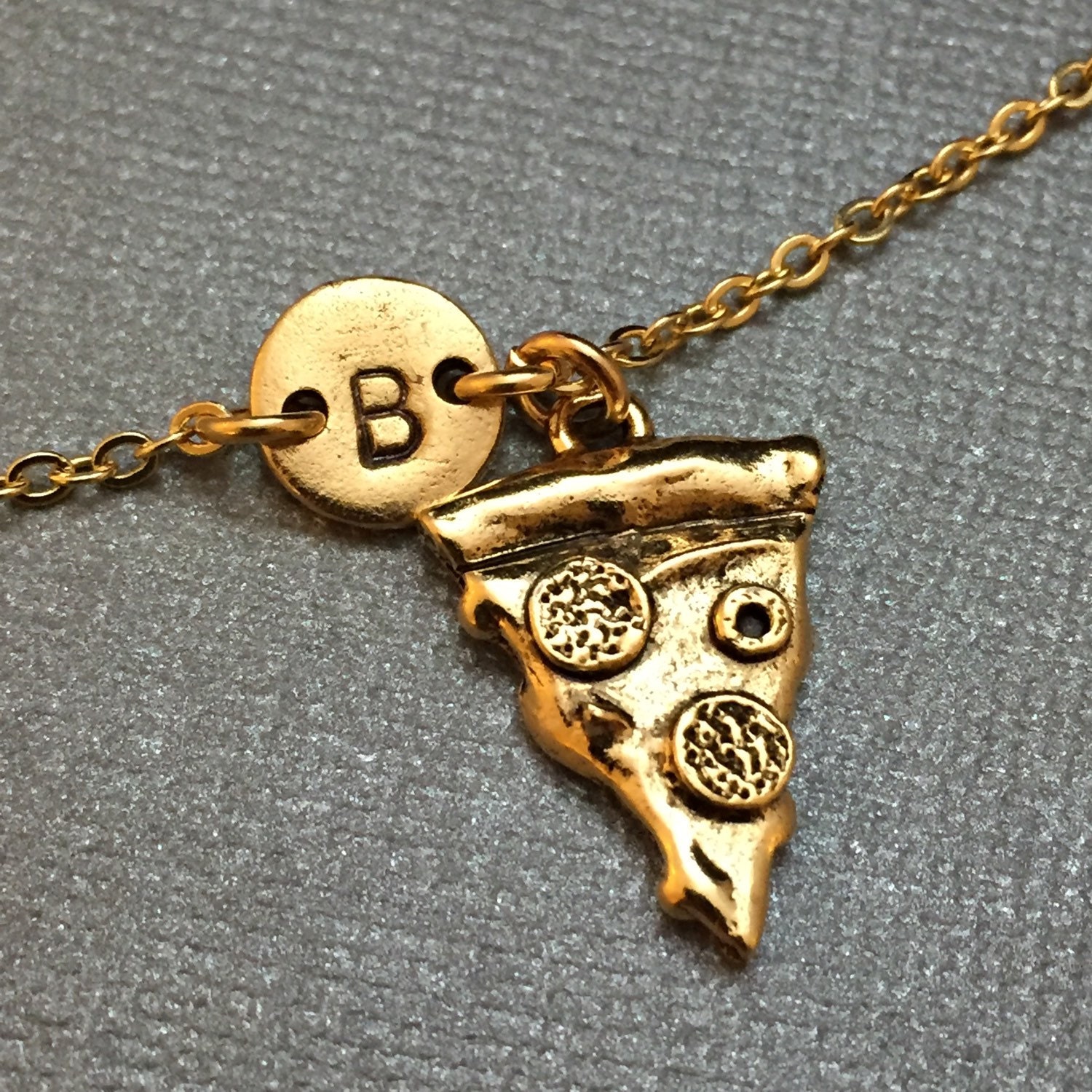 Pizza charm bracelet, pizza charm, adjustable bracelet, food, personalized bracelet, initial bracelet, monogram