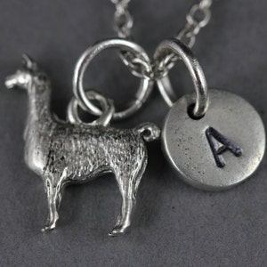 Llama charm necklace, animal necklace, llama jewelry, animal jewelry, personalize necklace, initial necklace, friend necklace
