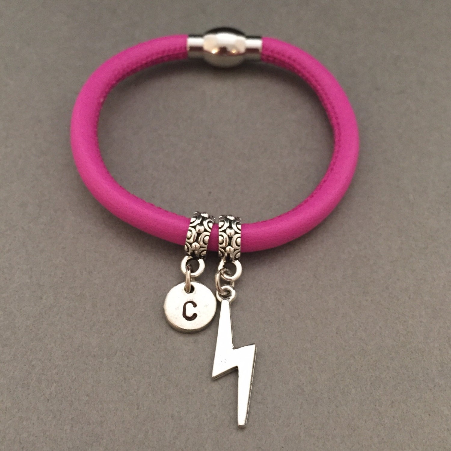 Lightning Bolt Leather Bracelet Lightning Bolt Charm Etsy UK