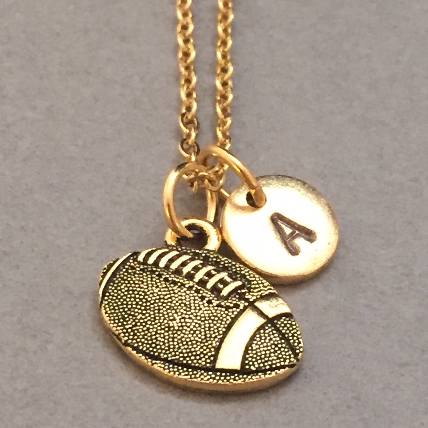 Football Necklace Football Charm Sports Necklace Etsy