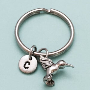 Hummingbird keychain, hummingbird charm, bird keychain, bird charm, personalized keychain, initial keychain, initial charm, monogram