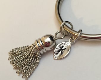 Short tassel keychain, tassel charm, fringe tassel keychain, personalized keychain, initial keychain, customized keychain, monogram
