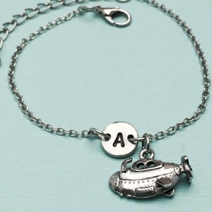 Submarine charm bracelet, submarine charm, adjustable bracelet, nautical, personalized bracelet, initial bracelet, monogram