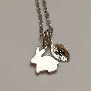 Bunny necklace, rabbit charm, animal necklace, personalized necklace, initial necklace, initial charm, monogram
