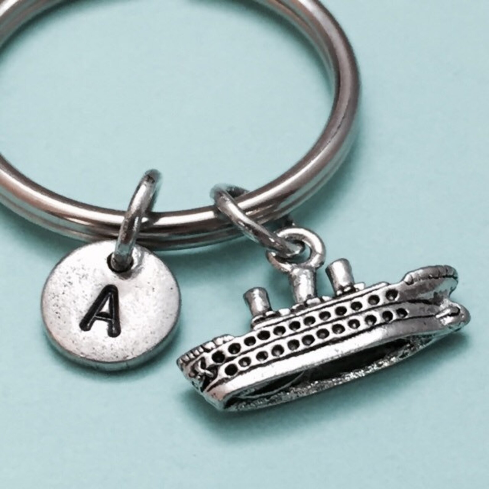Cruise Ship Keychain, Cruise Ship Charm, Nautical Keychain