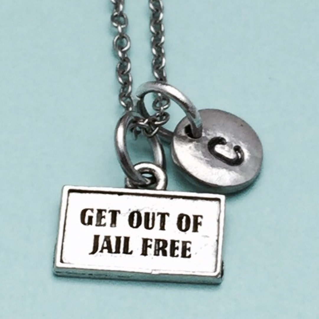 Get Out of Jail Free Necklace, Get Out of Jail Free Charm, Card