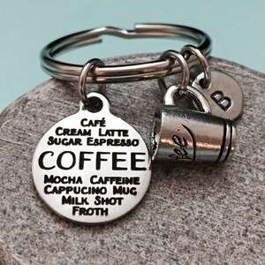 Coffee keychain, coffee charm, drink keychain, personalized keychain, initial keychain, customized keychain, monogram