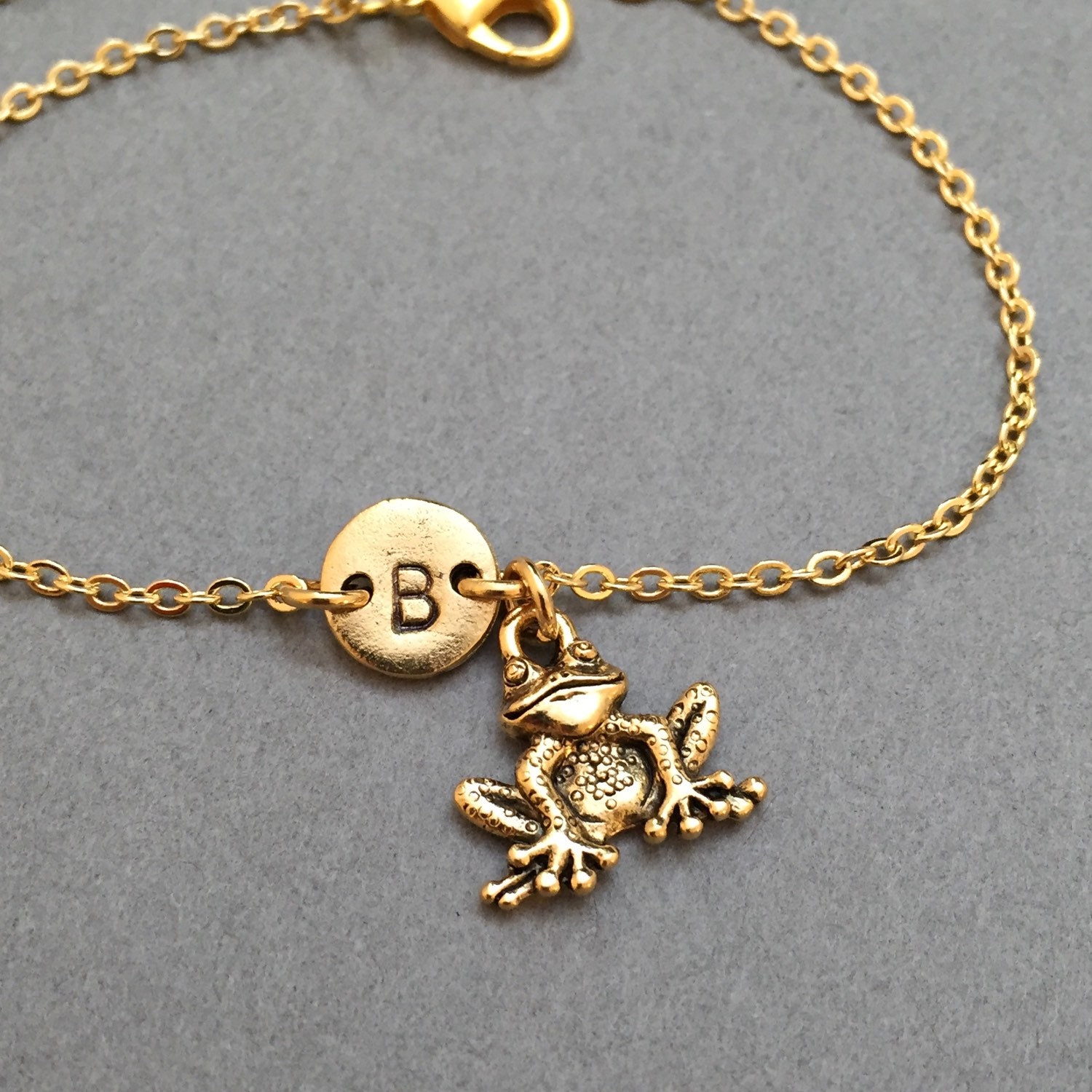 Frog Charm Bracelet Frog Charm Adjustable Bracelet Animal Etsy