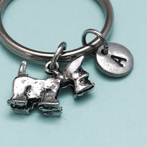 Terrier keychain, terrier charm, animal keychain, personalized keychain, initial keychain, initial charm, customized, monogram