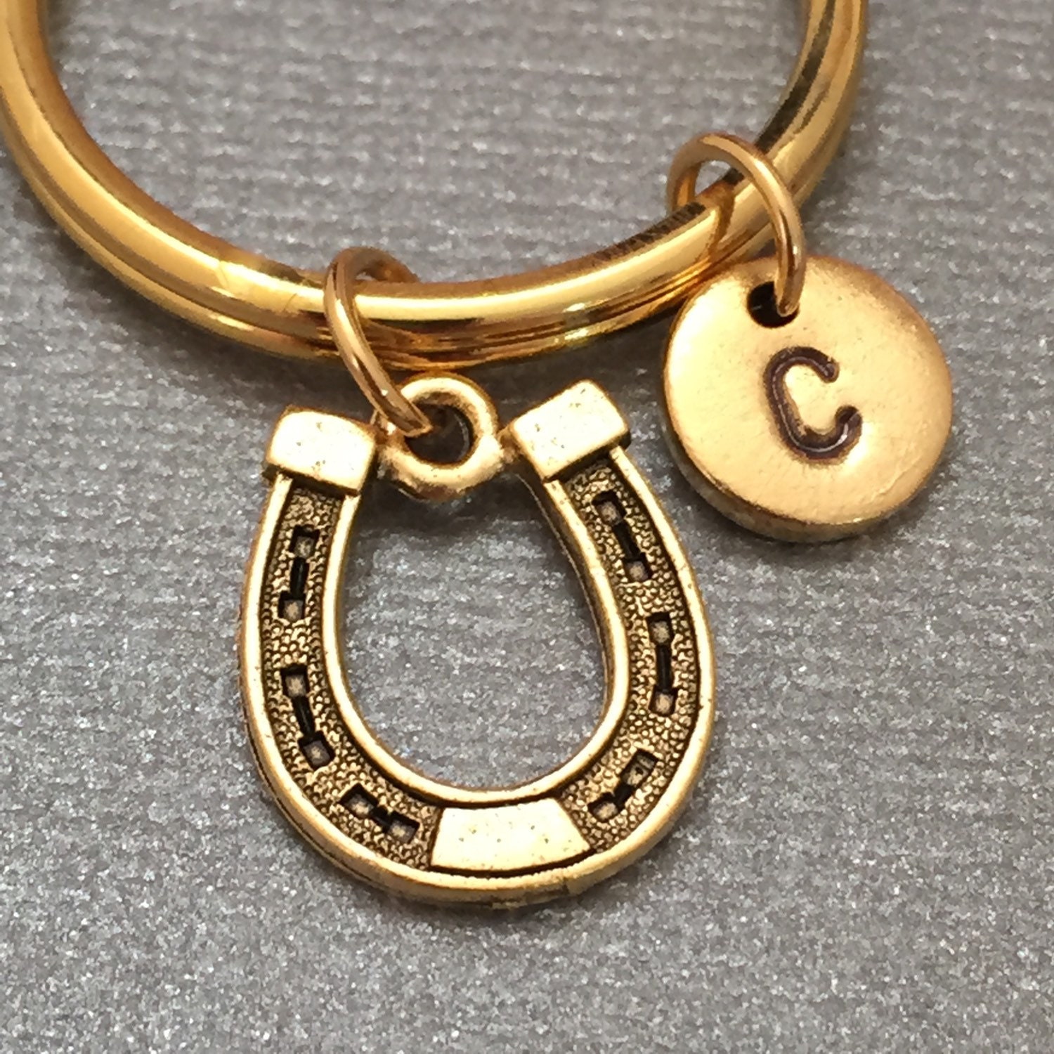 Horseshoe Keychain Horseshoe Charm Lucky Keychain Etsy