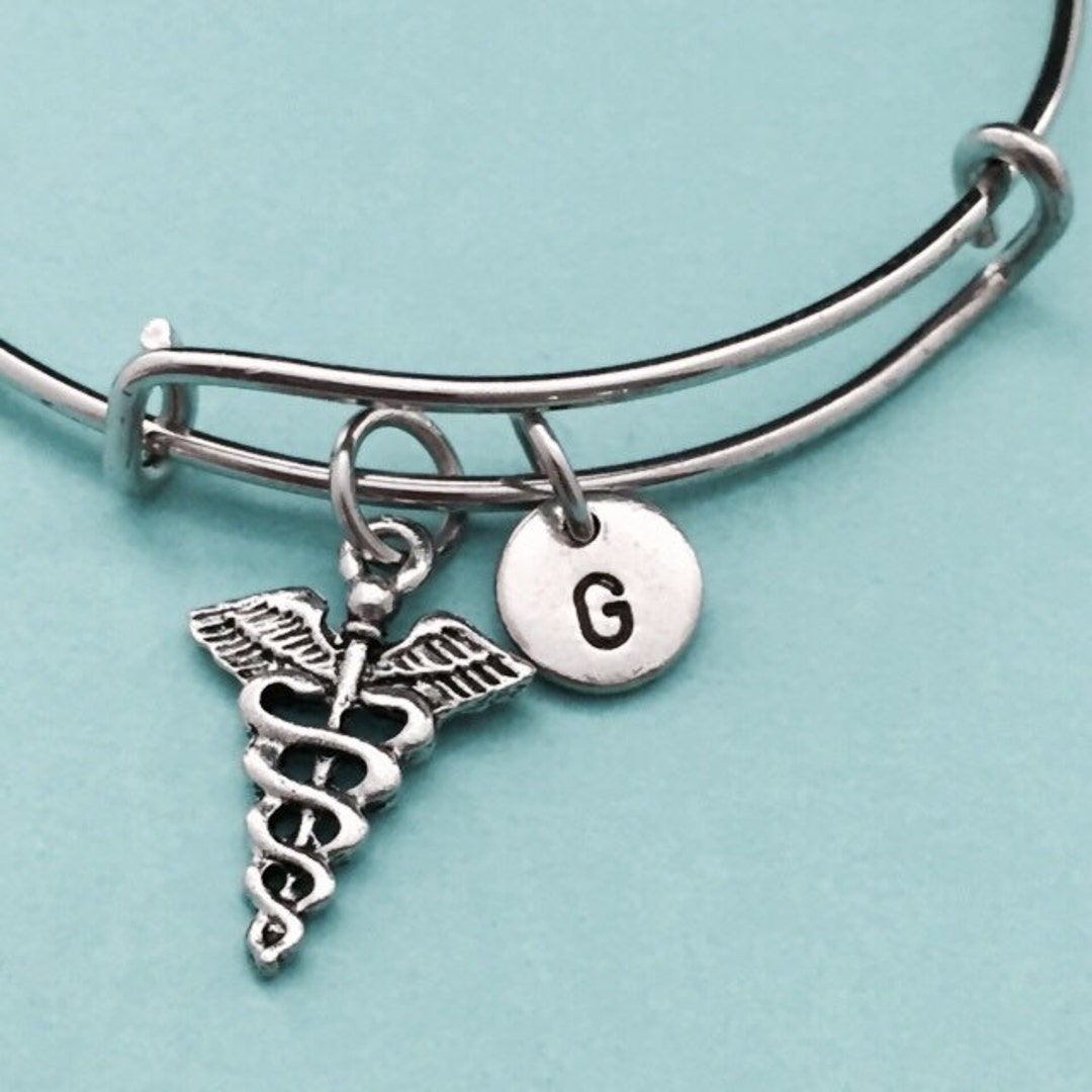 Medical Symbol Bangle, Medical Symbol Charm Bracelet, Expandable Bangle