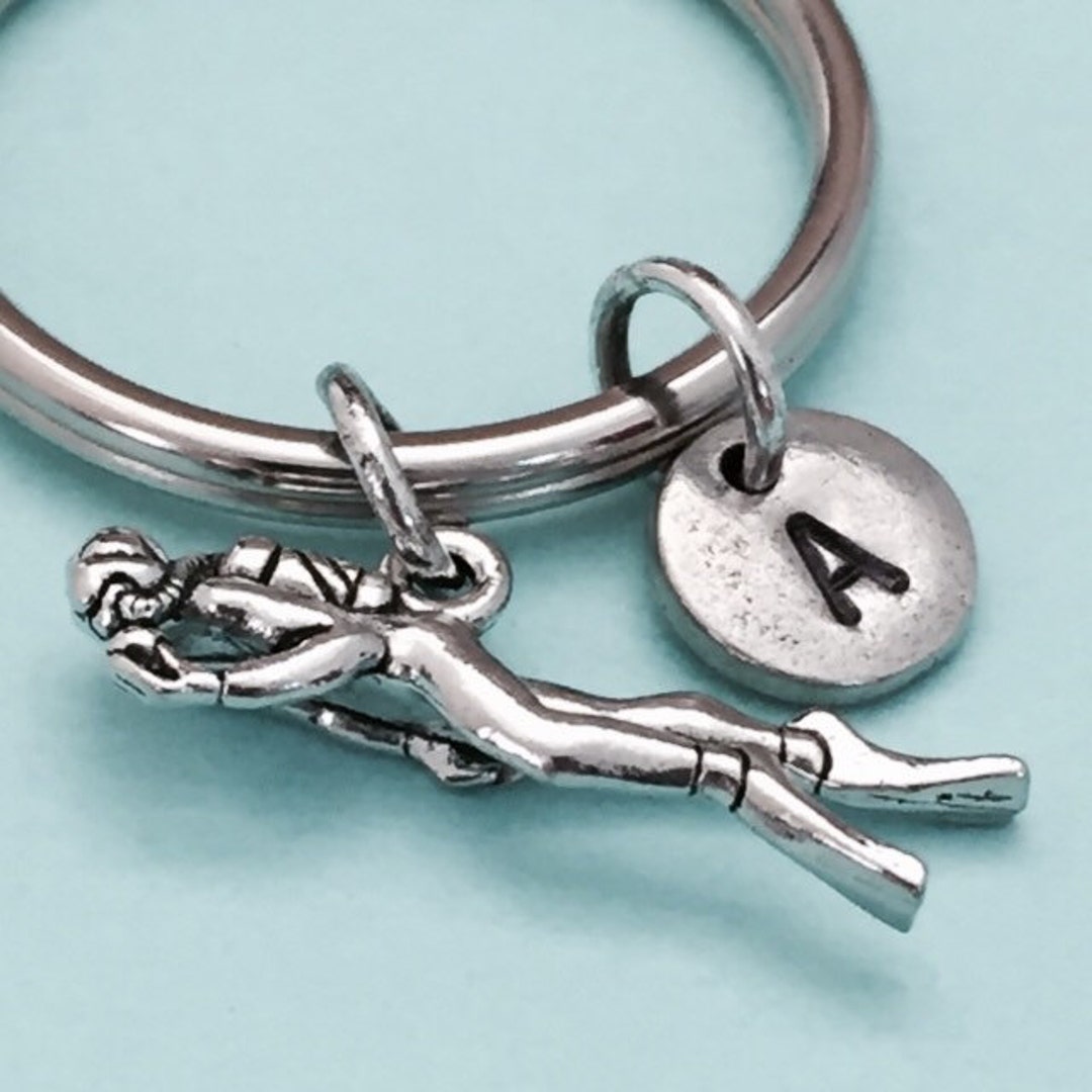 Scuba Diver Keychain Scuba Diver Charm Snorkeling Keychain Etsy
