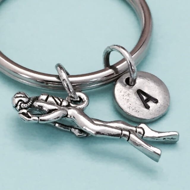 Scuba Diver Keychain Scuba Diver Charm Snorkeling Keychain Etsy