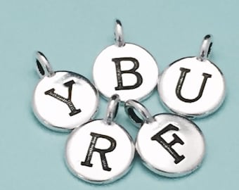 Add a charm, initial charm, pewter charm