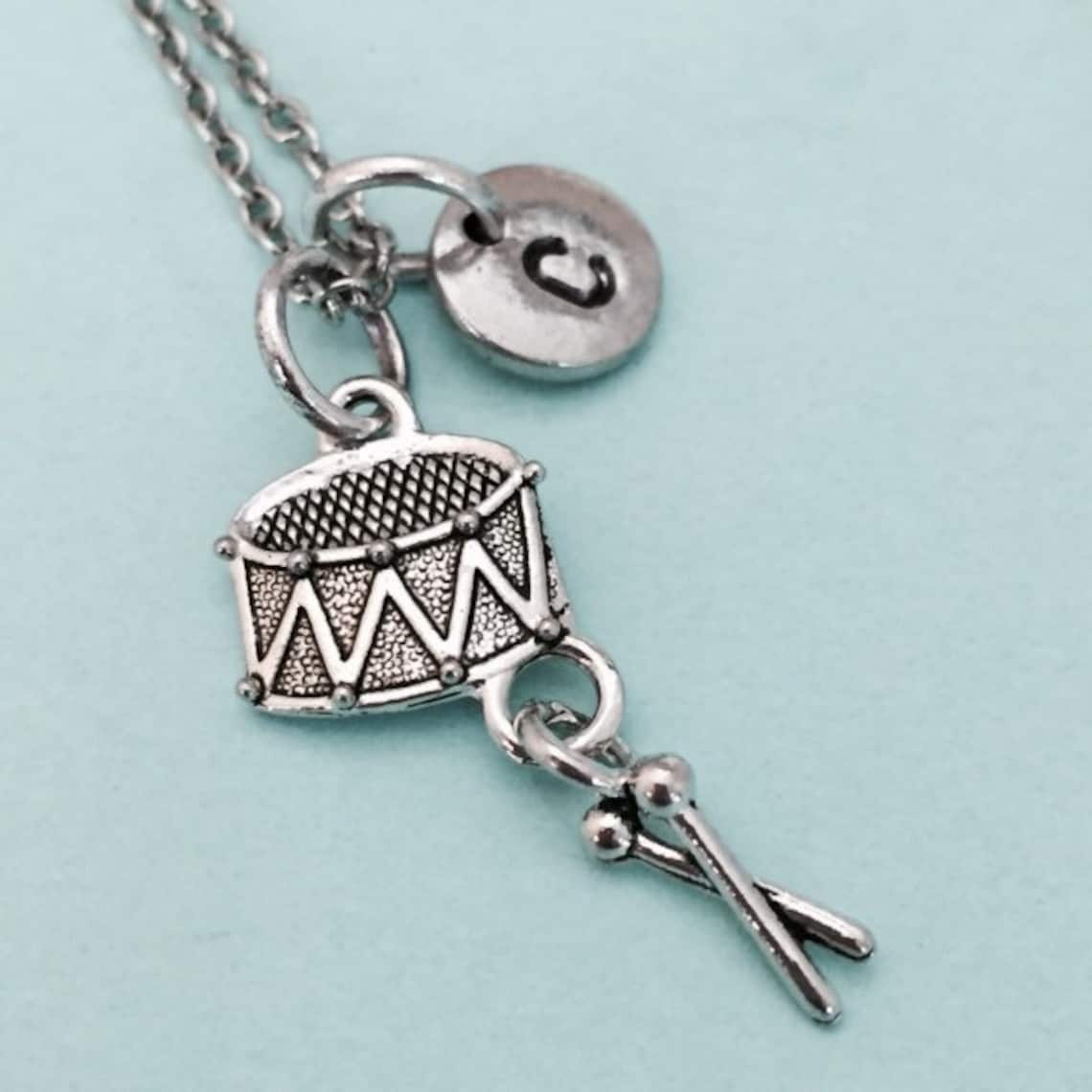 Drum Necklace Drum Charm Instrument Music Charm Drum Etsy